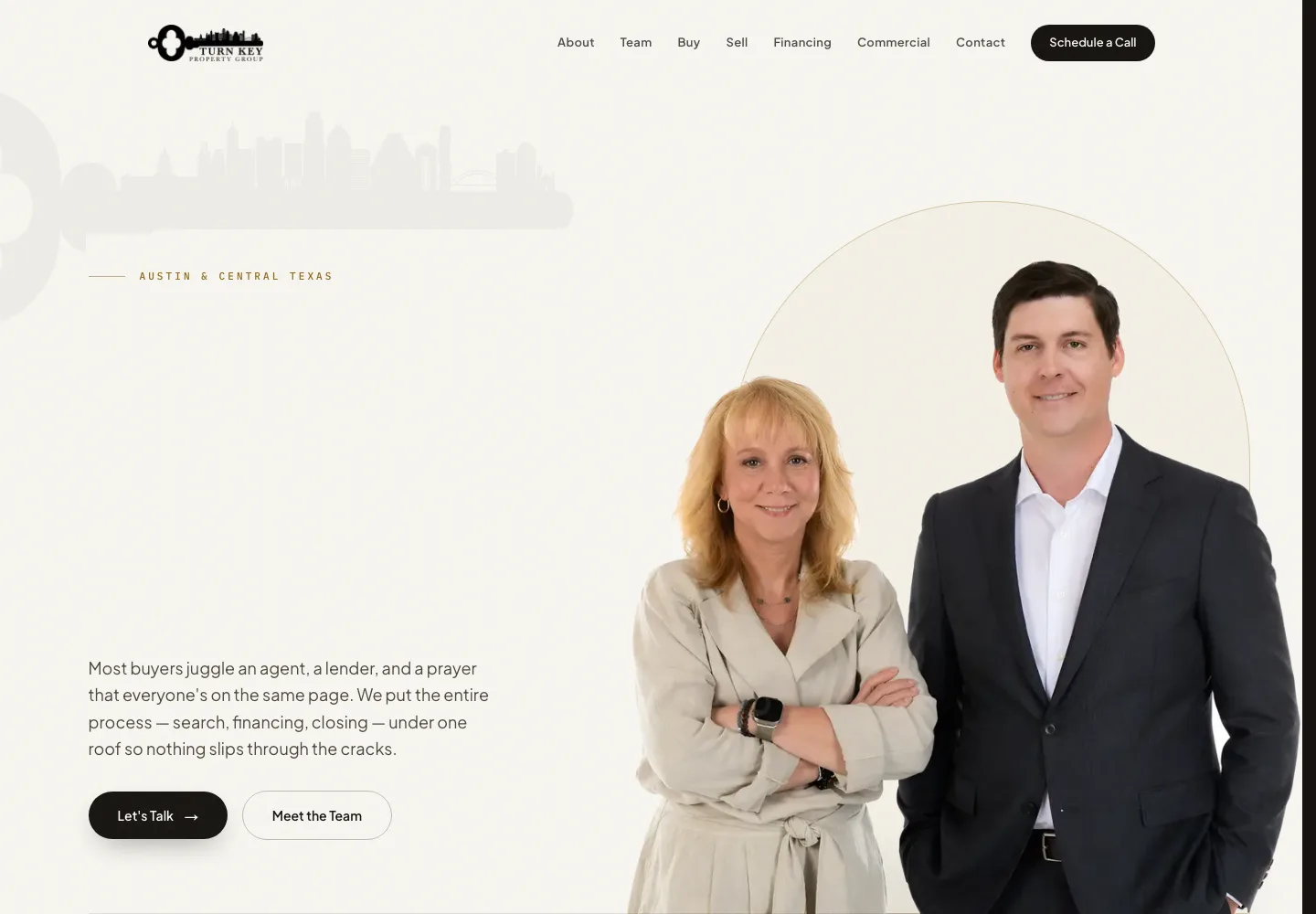 Turn Key Property Group homepage with premium editorial real-estate presentation.